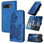 For Google Pixel 9a Datura Flower Embossed Flip Leather Phone Case(Blue)