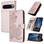 For Google Pixel 10 / Pixel 10 Pro Datura Flower Embossed Flip Leather Phone Case(Rose Gold)
