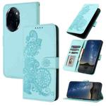 For Honor 100 Pro Datura Flower Embossed Flip Leather Phone Case(Light blue)