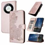 For Honor X50 / X9b Datura Flower Embossed Flip Leather Phone Case(Rose Gold)