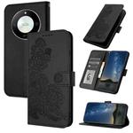 For Honor X50 / X9b Datura Flower Embossed Flip Leather Phone Case(Black)