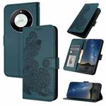 For Honor X50 / X9b Datura Flower Embossed Flip Leather Phone Case(Dark Green)
