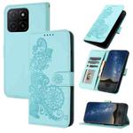 For Honor X5b / X5b Plus Global Datura Flower Embossed Flip Leather Phone Case(Light Blue)