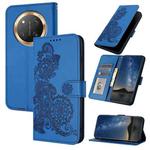 For Honor X9c Global Datura Flower Embossed Flip Leather Phone Case(Blue)