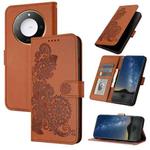 For Honor X60 / X9c Smart Datura Flower Embossed Flip Leather Phone Case(Brown)