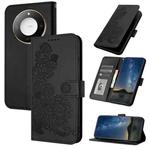 For Honor X60 / X9c Smart Datura Flower Embossed Flip Leather Phone Case(Black)