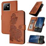 For Honor X60 GT Datura Flower Embossed Flip Leather Phone Case(Brown)