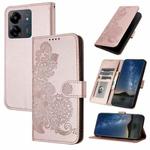 For Xiaomi Redmi 13C Datura Flower Embossed Flip Leather Phone Case(Rose Gold)