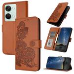 For OnePlus Ace 2V Datura Flower Embossed Flip Leather Phone Case(Brown)