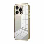 For iPhone 15 Pro Transparent Plating Fine Hole Phone Case(Gold)