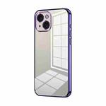 For iPhone 15 Transparent Plating Fine Hole Phone Case(Purple)