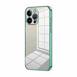 For iPhone 14 Pro Max Transparent Plating Fine Hole Phone Case(Green)