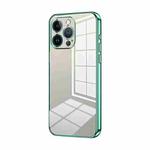 For iPhone 13 Pro Transparent Plating Fine Hole Phone Case(Green)