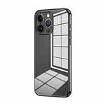 For iPhone 13 Pro Transparent Plating Fine Hole Phone Case(Black)