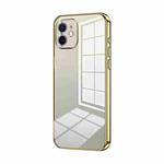 For iPhone 12 Transparent Plating Fine Hole Phone Case(Gold)