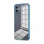 For iPhone 12 Transparent Plating Fine Hole Phone Case(Blue)