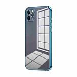 For iPhone 11 Pro Max Transparent Plating Fine Hole Phone Case(Blue)