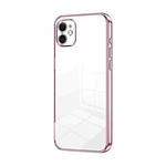 For iPhone 11 Transparent Plating Fine Hole Phone Case(Pink)