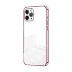 For iPhone 11 Pro Transparent Plating Fine Hole Phone Case(Pink)