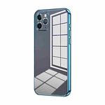 For iPhone 11 Pro Transparent Plating Fine Hole Phone Case(Blue)