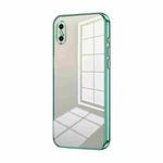 For iPhone X / XS Transparent Plating Fine Hole Phone Case(Green)