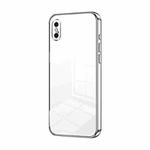 For iPhone X / XS Transparent Plating Fine Hole Phone Case(Silver)