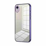 For iPhone XR Transparent Plating Fine Hole Phone Case(Purple)