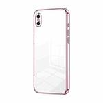 For iPhone XS Max Transparent Plating Fine Hole Phone Case(Pink)