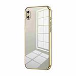 For iPhone XS Max Transparent Plating Fine Hole Phone Case(Gold)