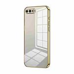 For iPhone 8 Plus / 7 Plus Transparent Plating Fine Hole Phone Case(Gold)