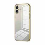 For iPhone 16 Plus Transparent Plating Fine Hole Phone Case(Gold)