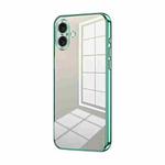 For iPhone 16 Plus Transparent Plating Fine Hole Phone Case(Green)