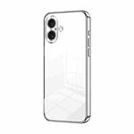 For iPhone 16 Transparent Plating Fine Hole Phone Case(Silver)