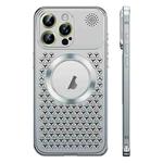 For iPhone 12 Pro Max Spring Buckle MagSafe Magnetic Metal Aromatherapy Phone Case(Silver)