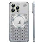 For iPhone 13 Pro Max Spring Buckle MagSafe Magnetic Metal Aromatherapy Phone Case(Silver)