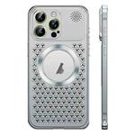 For iPhone 14 Pro Max Spring Buckle MagSafe Magnetic Metal Aromatherapy Phone Case(Silver)