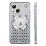For iPhone 15 Spring Buckle MagSafe Magnetic Metal Aromatherapy Phone Case(Silver)