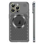 For iPhone 15 Pro Spring Buckle MagSafe Magnetic Metal Aromatherapy Phone Case(Black)