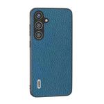 For Samsung Galaxy S24+ 5G ABEEL Genuine Leather Litchi Texture Phone Case(Blue)