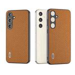 For Samsung Galaxy S24+ 5G ABEEL Carbon Fiber Texture Protective Phone Case(Light Brown)