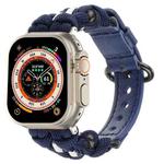 For Apple Watch Ultra 49mm Paracord Genuine Leather Watch Band(Royal Blue)