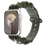 For Apple Watch Series 3 38mm Paracord Genuine Leather Watch Band(Army Green)