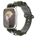 For Apple Watch Series 2 38mm Paracord Genuine Leather Watch Band(Army Green)