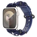 For Apple Watch 42mm Paracord Genuine Leather Watch Band(Royal Blue)