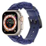 For Apple Watch Ultra 2 49mm Plain Paracord Genuine Leather Watch Band(Royal Blue)
