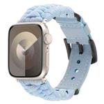 For Apple Watch Series 3 38mm Plain Paracord Genuine Leather Watch Band(Baby Blue)