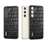 For Samsung Galaxy S24+ 5G ABEEL Crocodile Texture Genuine Leather Phone Case(Black)