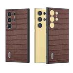 For Samsung Galaxy S24 Ultra 5G ABEEL Crocodile Texture Genuine Leather Phone Case(Brown)