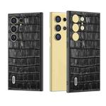 For Samsung Galaxy S24 Ultra 5G ABEEL Crocodile Texture Genuine Leather Phone Case(Black)