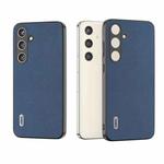 For Samsung Galaxy S24+ 5G ABEEL Genuine Leather + PC Litchi Texture Phone Case(Blue)